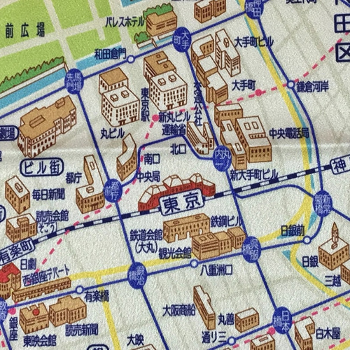 1964年(昭和39年)東京地図柄 風呂敷 タペストリー・壁掛け 1964年(昭和39年)東京地図柄 風呂敷 タペストリー・壁掛け