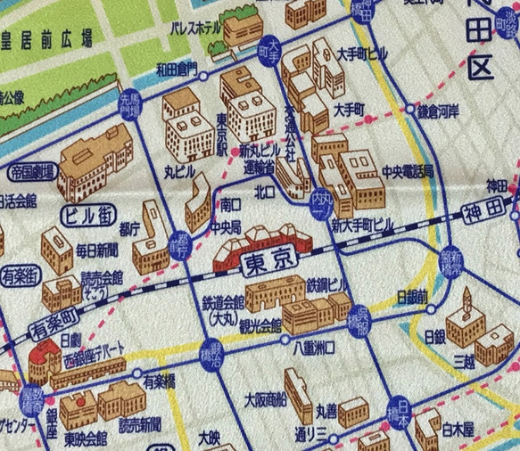 1964（昭和 39）東京地圖圖案風呂敷 第4張的照片