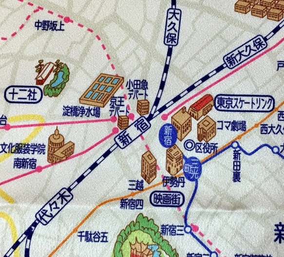 1964（昭和 39）東京地圖圖案風呂敷 第6張的照片