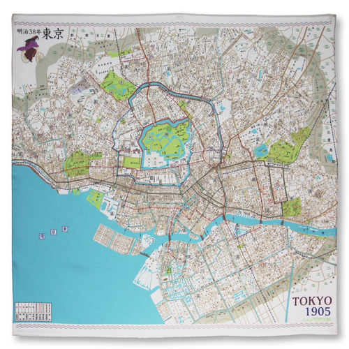 1905年（明治38年）東京地図柄 風呂敷 タペストリー・壁掛け totemap