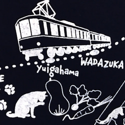 鎌倉散步貓圖手提包地圖（海軍藍/白色印刷） 第4張的照片
