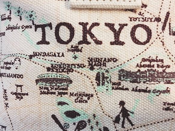 18oz 帆布手提包地圖 S 東京地圖圖案 第3張的照片