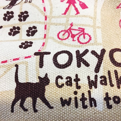 18oz 帆布托特包 map S Tokyo walking cat 第3張的照片