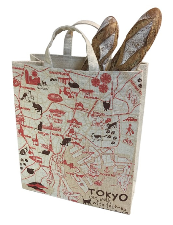 [半價 SALE!] 黃麻 (麻) 購物手提袋東京步行貓 第8張的照片