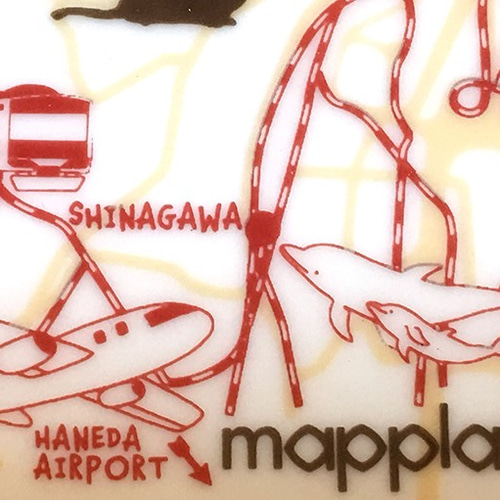 東京お散歩猫ちゃんイラストマップ 皿立て付きマッププレート 中皿