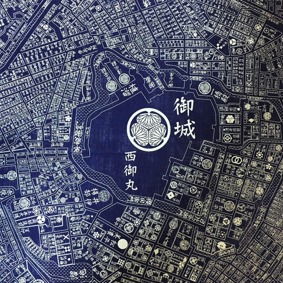 江戶舊地圖頭巾（午餐十字架）新海軍藍 第3張的照片
