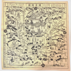 解読鎌倉絵図バンダナ　鎌倉殿・大河ドラマの舞台鎌倉の古地図柄です。 2枚目の画像