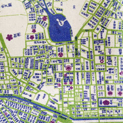 【特別価格】　江戸古地図トートマップ　2wayショルダートート　8号帆布ブルー 4枚目の画像