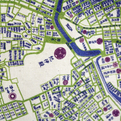 【特別価格】　江戸古地図トートマップ　2wayショルダートート　8号帆布ブルー 5枚目の画像