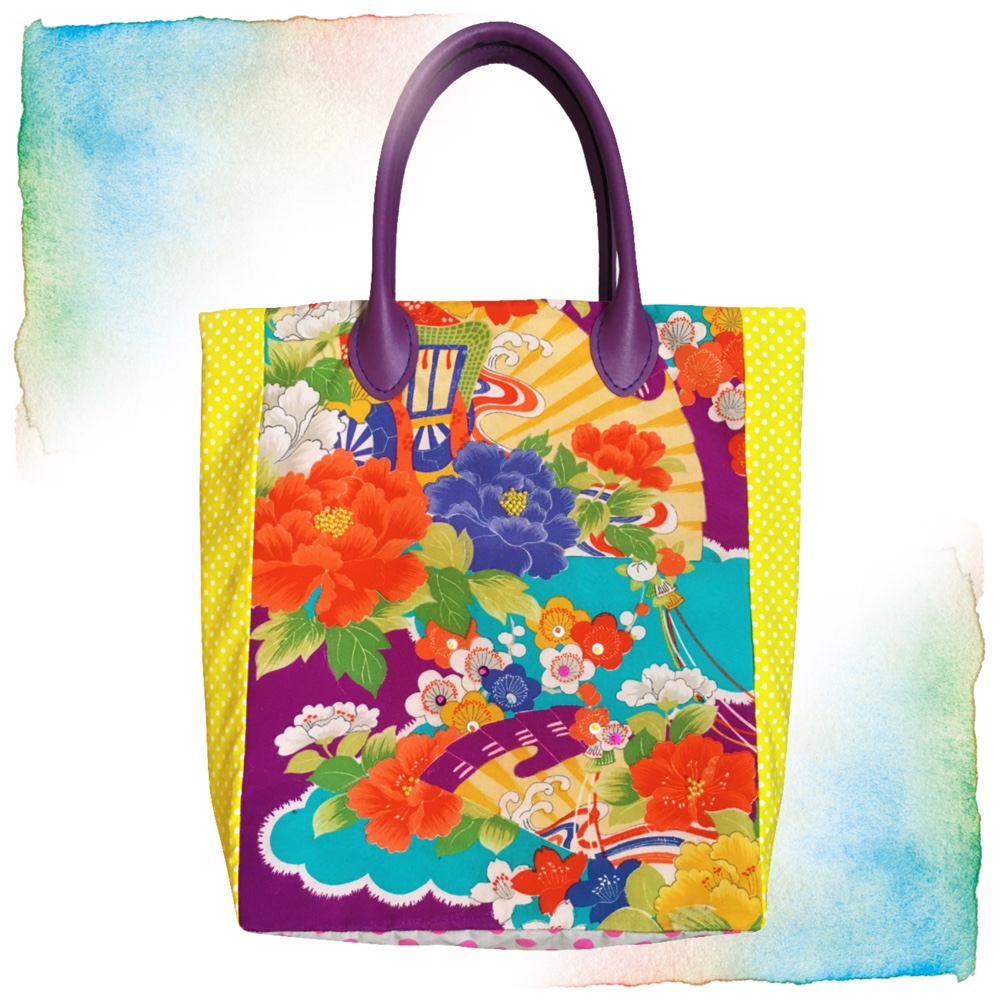 アンティーク着物バッグサイケ扇 トートバッグ wonderwonder design