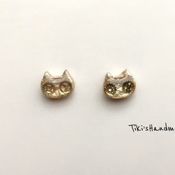 （再販）NECO GEAR kinn 猫ピアス イヤリング 歯車 1枚目の画像