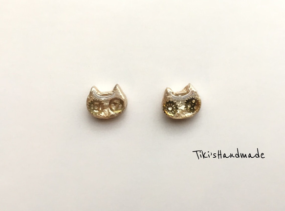 （再販）NECO GEAR kinn 猫ピアス イヤリング 歯車 1枚目の画像