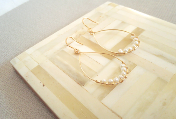 14kgf【jewelry series】drop×淡水パール(white) 3枚目の画像