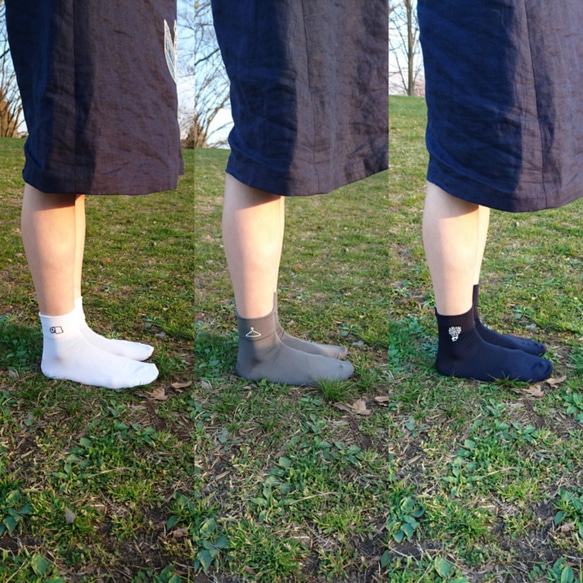 【グレー】レディースワンポイント靴下（春夏素材） 5枚目の画像