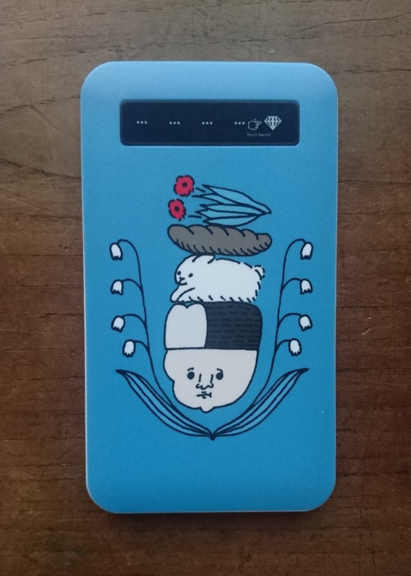 〈送料無料〉モバイルバッテリー【パンとはな ブレーメン青】 1枚目の画像