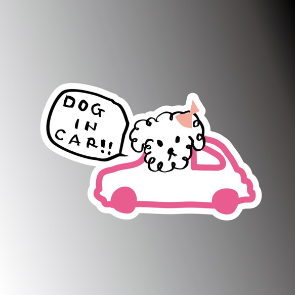 DOG IN CAR!!(女の子）マグネット 1枚目の画像