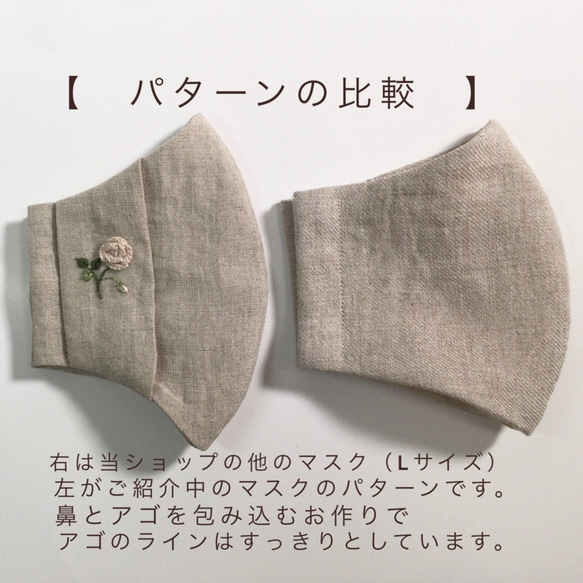 ◆2way◆マスクカバー　エンブロイダリーリネン&ベルギーリネン100％　ボタニカル刺繍 5枚目の画像