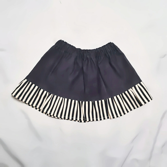 キッズ☆裾ストライプデニムフレアスカート 2枚目の画像