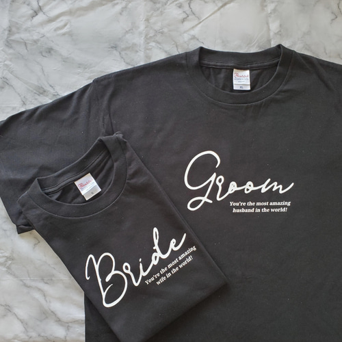 Bride   and  Groom ペア　Tシャツ　ウェディングフォト 95939e5caee19980c97dd03e698144
