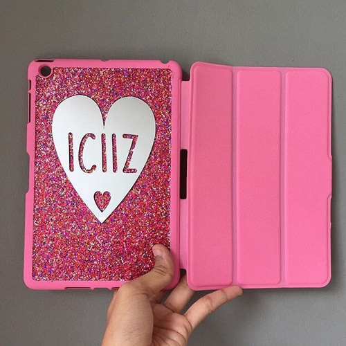 受注製作*iPadケース世界でひとつの名前入れキラキラケース iPad