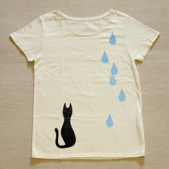 送料無料☆Tシャツ（ネコと雨だれ） 1枚目の画像