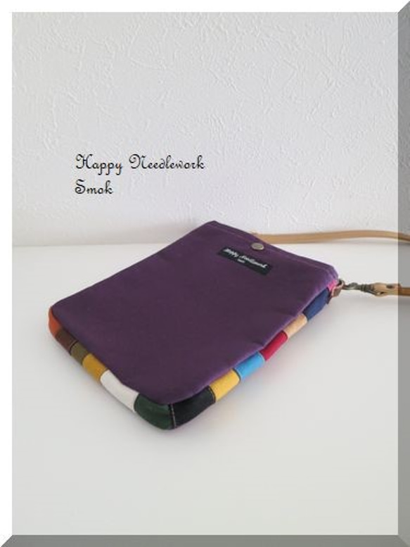 色つなぎ帆布のﾎﾟｼｪｯﾄ●紫 1枚目の画像