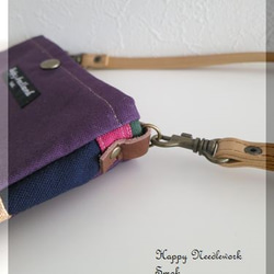 色つなぎ帆布のﾎﾟｼｪｯﾄ●紫 3枚目の画像