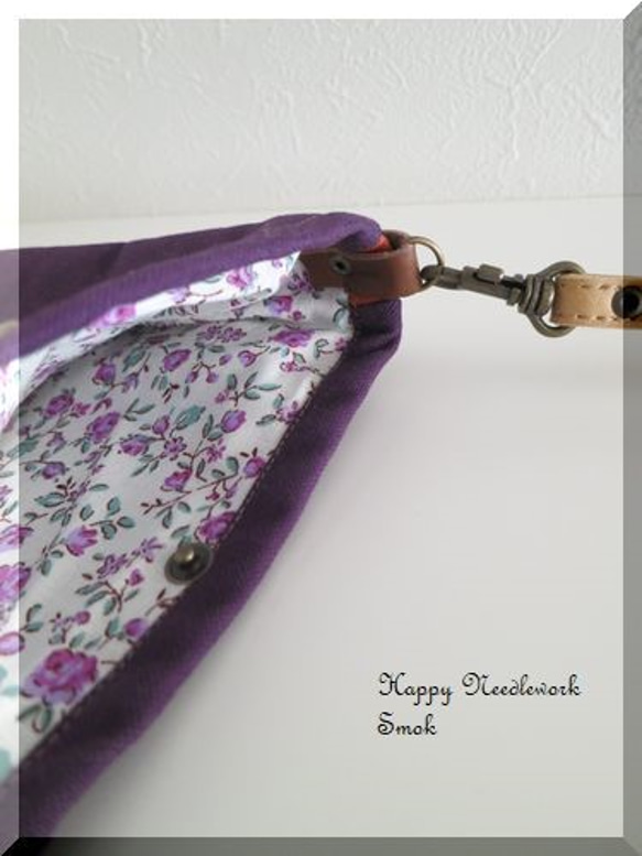 色つなぎ帆布のﾎﾟｼｪｯﾄ●紫 4枚目の画像