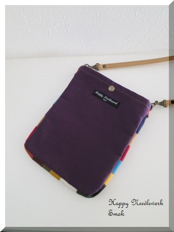 色つなぎ帆布のﾎﾟｼｪｯﾄ●紫 5枚目の画像