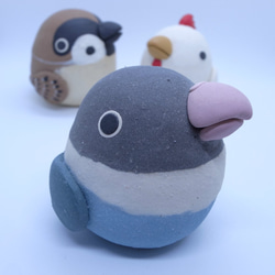 とりたま（大）【ブルーボタンインコ】　メモスタンド 1枚目の画像