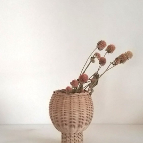 ラタン フラワーベース 脚付 rattan flower vase stand 一輪挿し