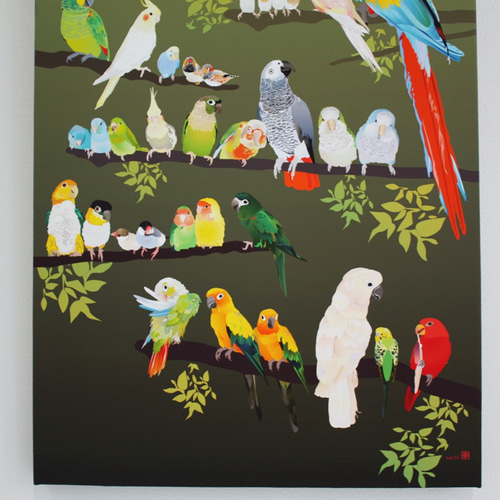 パネル作品【大】「百鳥図」（B4・A3サイズ） 写真・グラフィック とり