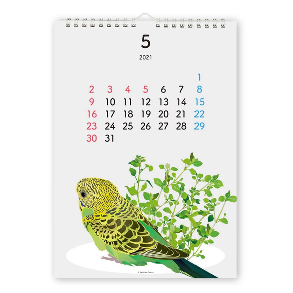 2021とりアートカレンダー「鳥語花香」 A4サイズ壁掛け型 5枚目の画像