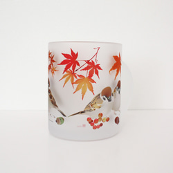 ガラス製マグカップ「秋すずめ」 3枚目の画像