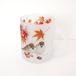 ガラス製マグカップ「秋すずめ」 5枚目の画像