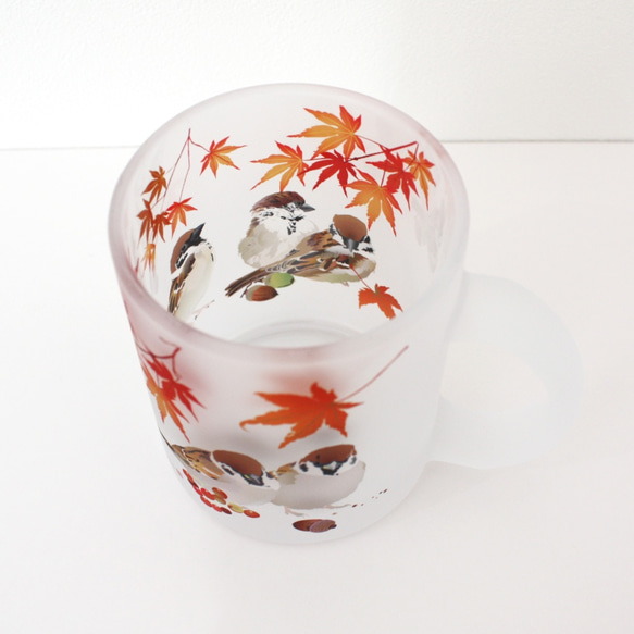 ガラス製マグカップ「秋すずめ」 8枚目の画像