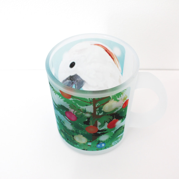 ガラス製マグカップ「White Decoration(オオバタン)」 5枚目の画像