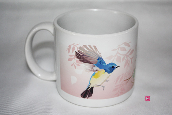 マグカップ　「青い鳥の幸せ」 5枚目の画像