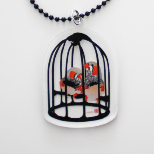 キーホルダー ブラックケージ「錦華鳥（キンカチョウ）」 バッグ