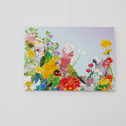 パネル作品【大】「鳥語花香 」（B4・A3サイズ） 写真