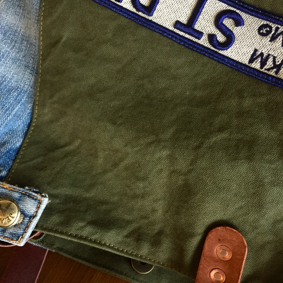 基本■Alberton面料和莫代爾手提包M尺寸☆復古皮革＃b33卡其色 第4張的照片
