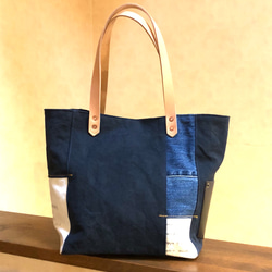 宅急便送料無料☆army duc square tote bag M patch denim & navy 2枚目の画像