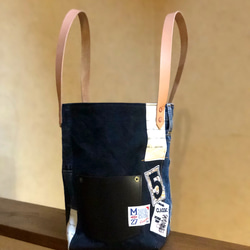 宅急便送料無料☆army duc square tote bag M patch denim & navy 3枚目の画像