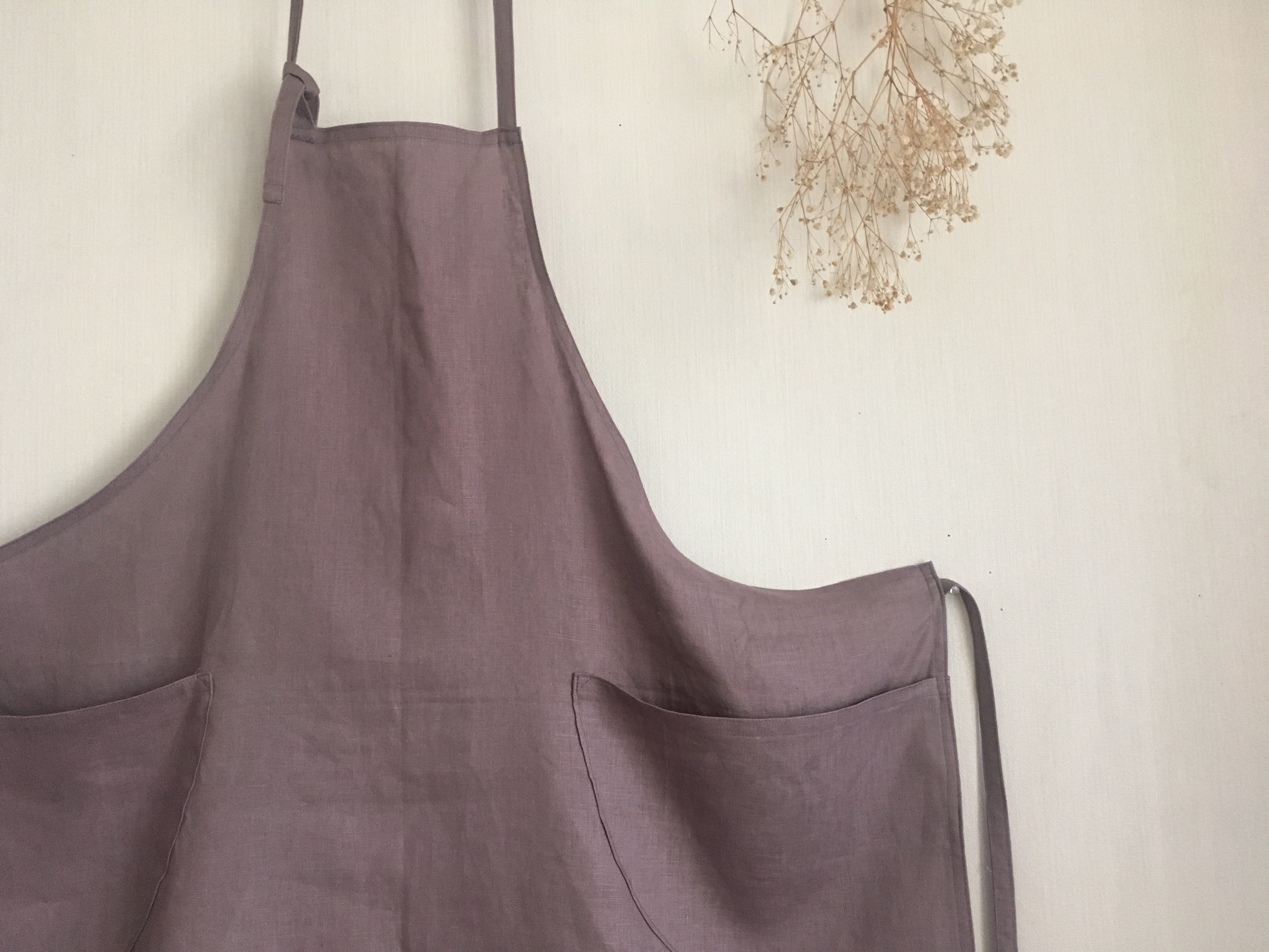 【 鳩 羽 色 】しなやか 国産リネン エプロン