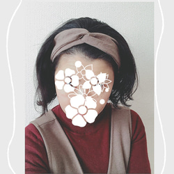 ほっそり リネンヘアバンド【 うぐいす茶 】岡山県産リネン「吉美の衣」くったりやわらか♪ 6枚目の画像