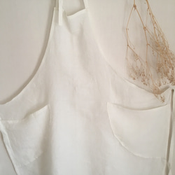 【 白 色  】吉美の衣 ＊ くったり やわらか＊ 岡山県産リネン エプロン 2枚目の画像