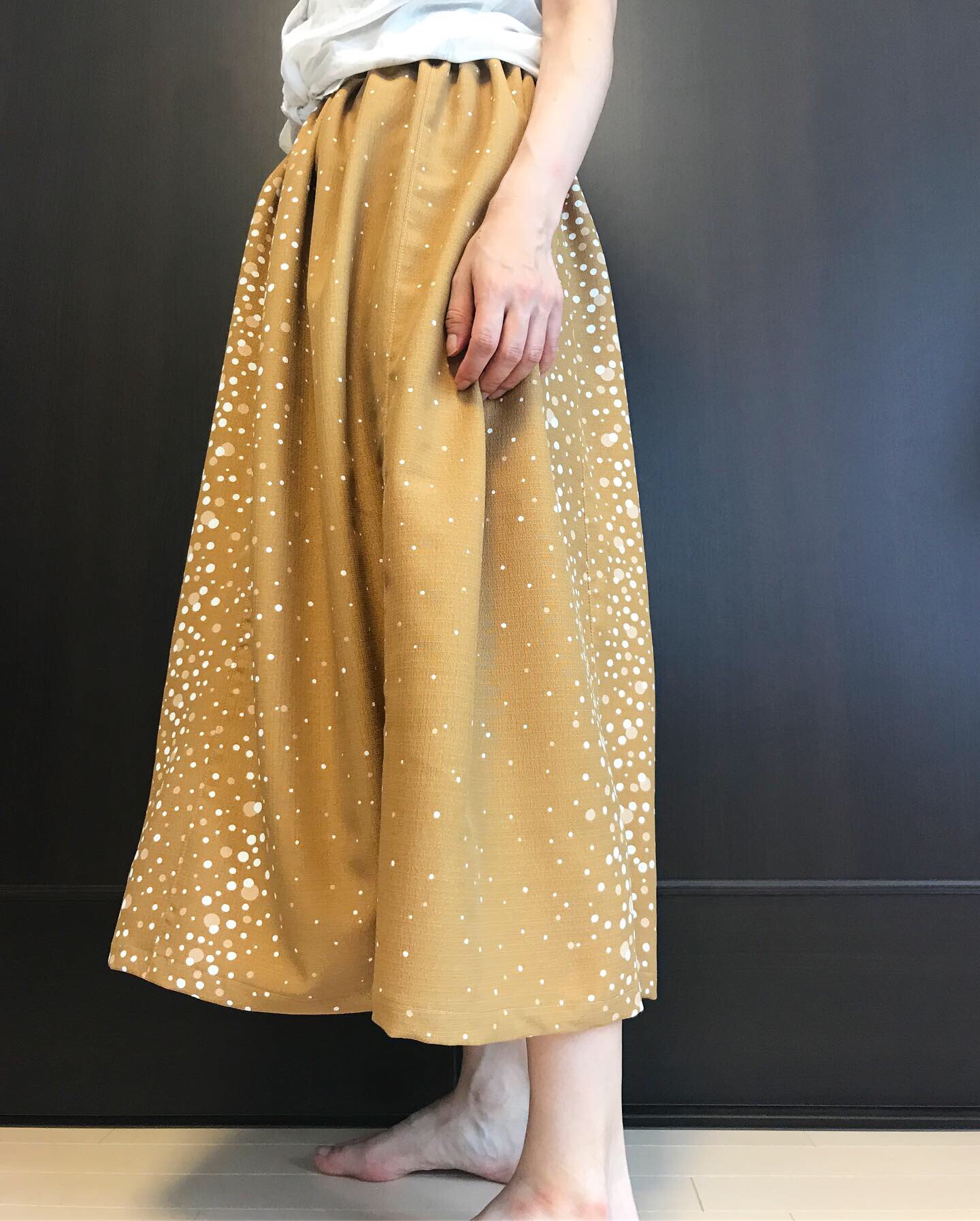 着物用反物 栗あん色ポリエステルギャザースカート