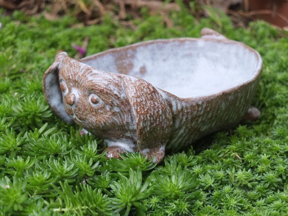 レトロ耳の長いワンちゃんペア 陶器 高さ約38㎝