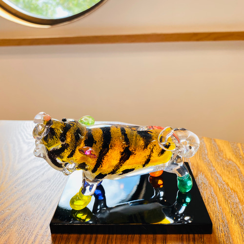 ガラス タイガー 虎 オブジェ 希少Daum France 100体限定 タイガー 虎