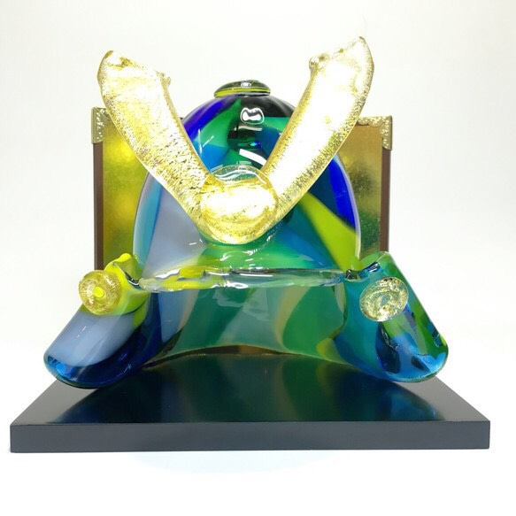 『訂單製作』彩色玻璃武士頭盔 藍ver. 含金箔 第2張的照片
